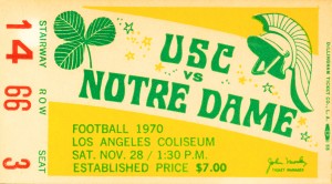 1970 USC vs. Notre Dame Football Ticket Art